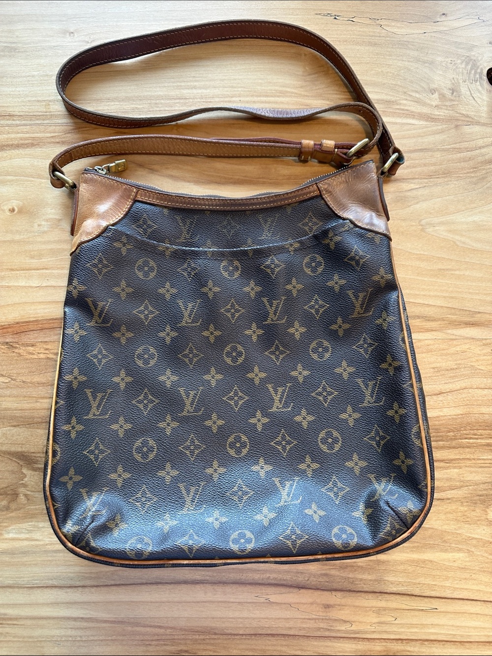 Louis Vuitton Odeon MM Monogram Canvas Messenger Bag with Brown Trim